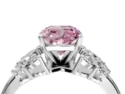 Leaf Cluster Engagement Ring Setting for Fancy Pink Cushion Cut Center with Marquise Accents and Prong Head in Sterling Silver