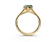 Solitaire Engagement Ring Setting for Fancy Green Heart-Shaped Center with Cathedral Band and Prong Head in Yellow Gold
