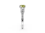 3 Stone Engagement Ring Setting for Fancy Yellow Round Cut Center with Crossover Basket, Pave Band and Prong Head in Sterling Silver