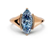 Tension Engagement Ring Setting for Fancy Blue Marquise Center with Wide Tapered Band and Tension Head in Rose Gold