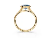 Solitaire Engagement Ring Setting for Fancy Blue Heart-Shaped Center with V Split Shank and Bezel Head in Yellow Gold