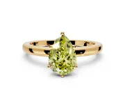 Solitaire Engagement Ring Setting for Fancy Yellow Pear-Shaped Center with Plain Band and Tulip Prong Head in Yellow Gold