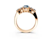 5 Stone Engagement Ring Setting for Fancy Blue Marquise Center with Equal Close-Set Accents and Prong Head in Rose Gold
