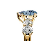 5 Stone Engagement Ring Setting for Fancy Blue Pear-Shaped Center with Graduated Accents and Prong Head in Yellow Gold