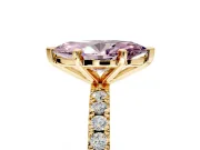 Solitaire Engagement Ring Setting for Fancy Pink Marquise Center with Fine Pave Band and Claw Prong Head in Yellow Gold