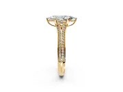 Solitaire Engagement Ring Setting for Marquise Center with Pave Rail Split Shank and Prong Head in Yellow Gold