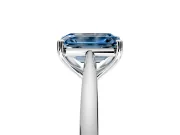 Solitaire Engagement Ring Setting for Fancy Blue Emerald Cut Center with Narrow Cathedral Band and Prong Head in Platinum
