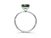 Solitaire Engagement Ring Setting for Fancy Green Asscher Cut Center with Straight Thin Band and Prong Head in Sterling Silver