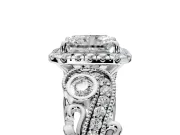 Milgrain Halo Engagement Ring Setting for Radiant Cut Center with Shoulder Bezels and Prong Head in Sterling Silver