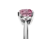 Solitaire Engagement Ring Setting for Fancy Pink Cushion Cut Center with Knife Ridge Band and Claw Prong Head in Platinum