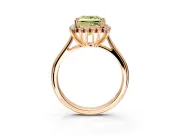 Starburst Halo Engagement Ring Setting for Fancy Yellow Princess Cut Center with Thin Round-Wire Band and Prong Head in Rose Gold