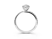 Solitaire Engagement Ring Setting for Pear-Shaped Center with Micro Pave Band and Prong Head in Sterling Silver
