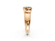 Tension Engagement Ring Setting for Fancy Green Radiant Cut Center with Wide Flat Band and Tension Head in Rose Gold