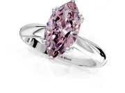 Solitaire Engagement Ring Setting for Fancy Pink Marquise Center with Reverse Tapered Band and Prong Head in Platinum