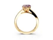 Solitaire Engagement Ring Setting for Fancy Pink Heart-Shaped Center with Princess Cut Channel Band and Prong Head in Yellow Gold