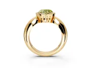 Halo Engagement Ring Setting for Fancy Yellow Heart-Shaped Center with Tapered Plain Band and Prong Head in Yellow Gold