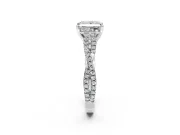 Solitaire Engagement Ring Setting for Princess Cut Center with Twisted Pave Split Shank and Prong Head in Platinum