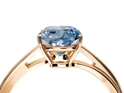 Solitaire Engagement Ring Setting for Fancy Blue Cushion Cut Center with Plain Bypass Twist Band and Prong Head in Rose Gold