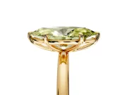 Low-Set Solitaire Engagement Ring Setting for Fancy Yellow Oval Center with Thin Plain Band and Prong Head in Yellow Gold
