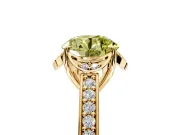 Floral Engagement Ring Setting for Fancy Yellow Round Cut Center with Four Accent Clusters and Prong Head in Yellow Gold