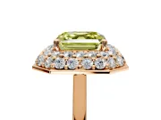 Halo Engagement Ring Setting for Fancy Yellow Asscher Cut Center with Plain Tapered Band and Prong Head in Rose Gold