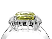Starburst Halo Engagement Ring Setting for Fancy Yellow Asscher Cut Center with Flat Cathedral Band and Prong Head in White Gold