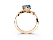 Solitaire Engagement Ring Setting for Fancy Blue Heart-Shaped Center with Marquise Accent Twist Band and Prong Head in Rose Gold