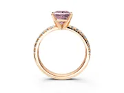 Solitaire Engagement Ring Setting for Fancy Pink Princess Cut Center with Large Accents and Prong Head in Rose Gold
