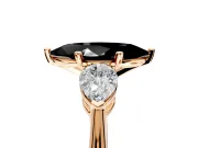 3 Stone Engagement Ring Setting for Fancy Black Marquise Center with Large Pear-Shaped Accents and Prong Head in Rose Gold