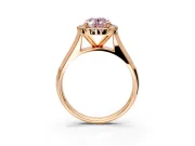 Halo Engagement Ring Setting for Fancy Pink Oval Center with Square Band and Prong Head in Rose Gold
