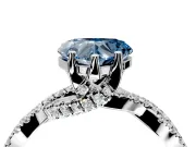 Solitaire Engagement Ring Setting for Fancy Blue Heart-Shaped Center with Narrow Twist Pave Band and Prong Head in Sterling Silver