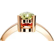 Solitaire Engagement Ring Setting for Fancy Yellow Pear-Shaped Center with Plain Band and Flat Tab Prong Head in Rose Gold