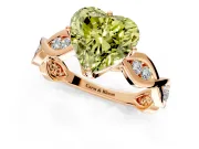 Solitaire Engagement Ring Setting for Fancy Yellow Heart-Shaped Center with Accented Twist Band and Leaf Prong Head in Rose Gold