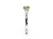3 Stone Engagement Ring Setting for Fancy Yellow Cushion Cut Center with Tapered Baguettes, Plain Band and Prong Head in Platinum