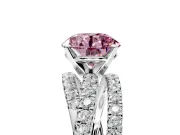 Solitaire Engagement Ring Setting for Fancy Pink Round Cut Center with Woven 3-Strand Pave Band and Prong Head in White Gold