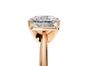 Solitaire Engagement Ring Setting for Radiant Cut Center with Knife Ridge Band and Claw Prong Head in Rose Gold