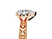 Solitaire Engagement Ring Setting for Pear-Shaped Center with XO Engraved Band and Prong Head in Rose Gold