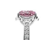 Floral Engagement Ring Setting for Fancy Pink Radiant Cut Center with Four Accent Clusters and Prong Head in Sterling Silver
