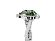 Halo Engagement Ring Setting for Fancy Green Heart-Shaped Center with Twist Band and Prong Head in Sterling Silver