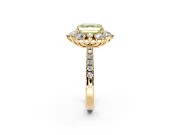 Floral Halo Engagement Ring Setting for Fancy Yellow Asscher Cut Center with Pave Accents and Prong Head in Yellow Gold
