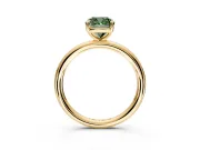 Low-Set Solitaire Engagement Ring Setting for Fancy Green Cushion Cut Center with Thin Plain Band and Prong Head in Yellow Gold