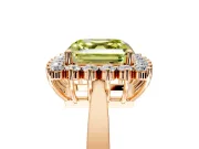 Starburst Halo Engagement Ring Setting for Fancy Yellow Asscher Cut Center with Flat Cathedral Band and Prong Head in Rose Gold