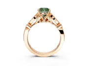 Solitaire Engagement Ring Setting for Fancy Green Cushion Cut Center with Marquise and Bezel Accents and Prong Head in Rose Gold