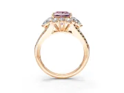 Halo Engagement Ring Setting for Fancy Pink Princess Cut Center with Two-Strand Split Shank and Prong Head in Rose Gold