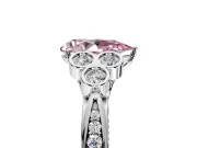 Cluster Engagement Ring Setting for Fancy Pink Pear-Shaped Center with Bezel Accent Clusters and Prong Head in Sterling Silver