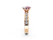 Solitaire Engagement Ring Setting for Fancy Pink Oval Center with Channel-Set Accents and Prong Head in Rose Gold