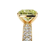 Solitaire Engagement Ring Setting for Fancy Yellow Radiant Cut Center with Domed Multi-Row Pave Band and Prong Head in Yellow Gold