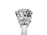 Solitaire Engagement Ring Setting for Heart-Shaped Center with Marquise Flower Shoulders and Prong Head in Platinum