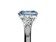 5 Stone Engagement Ring Setting for Fancy Blue Emerald Cut Center with Equal Close-Set Accents and Prong Head in Sterling Silver