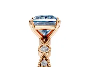 Solitaire Engagement Ring Setting for Fancy Blue Princess Cut Center with Milgrain Bezel Accents and Prong Head in Rose Gold
